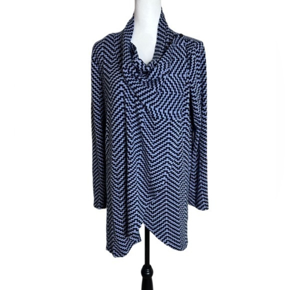 The‎ Limited LMEG86FS Drape Neck Chevron Cardigan Blue Womens M